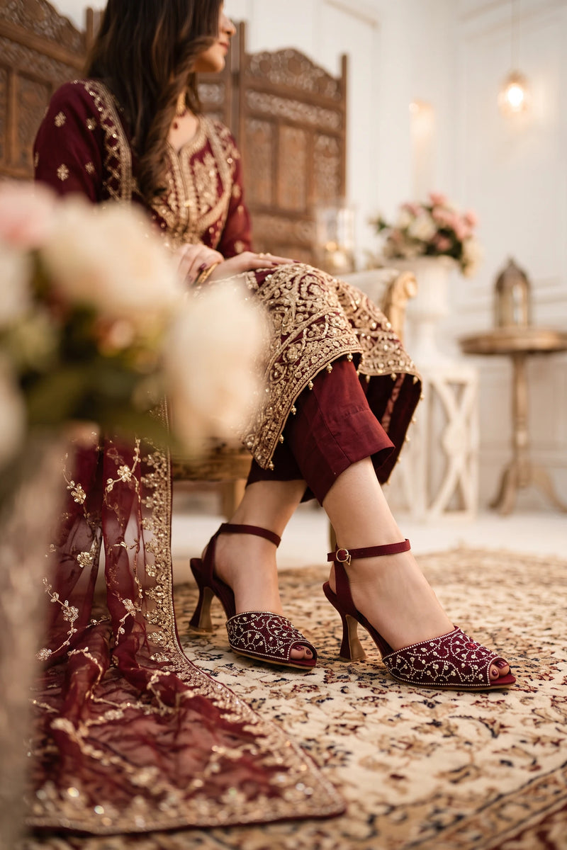Bridal Court Shoes Maroon 0450095