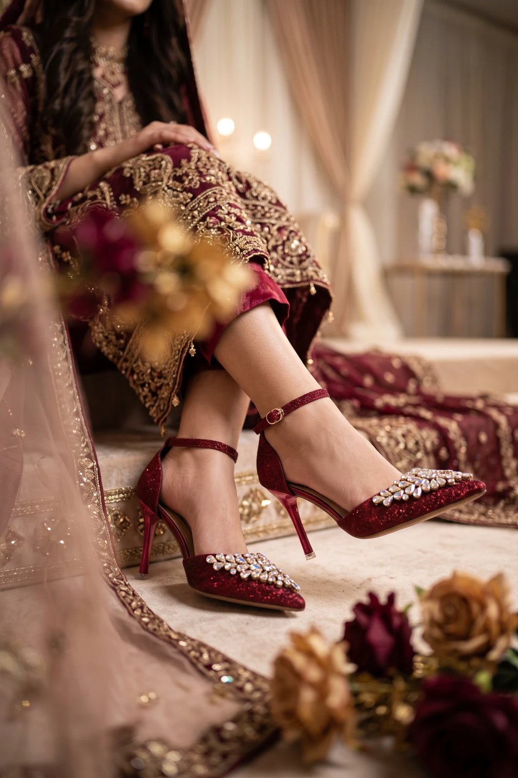 Bridal Court Shoes Maroon 0450195