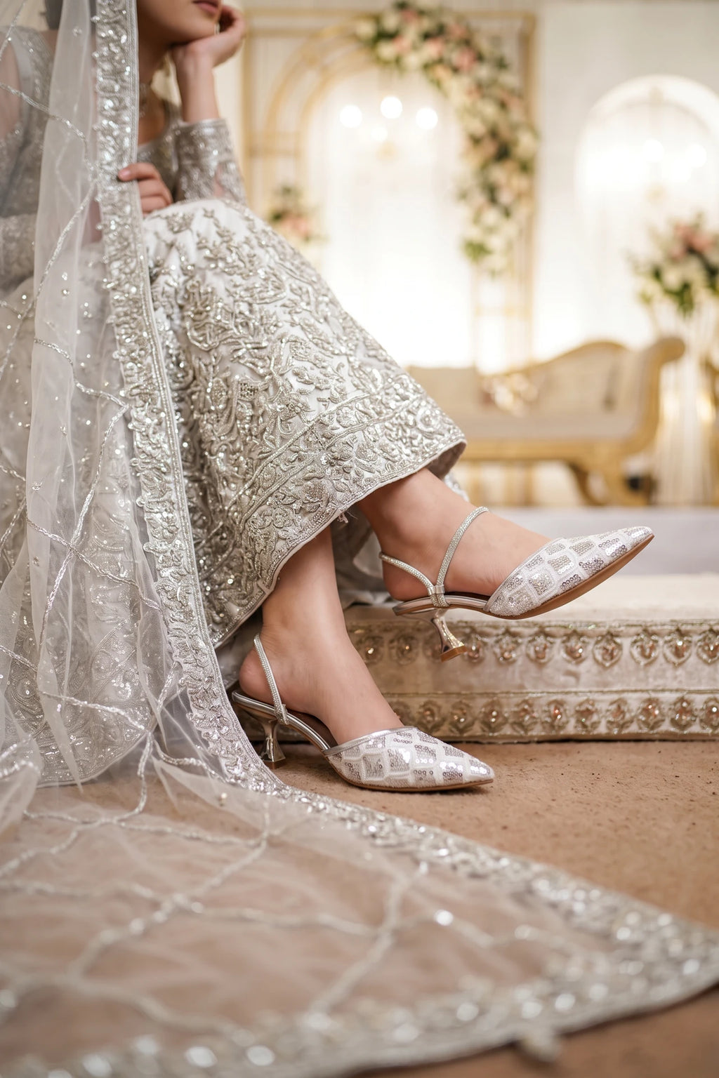 Bridal Court Shoes Silver 0450044