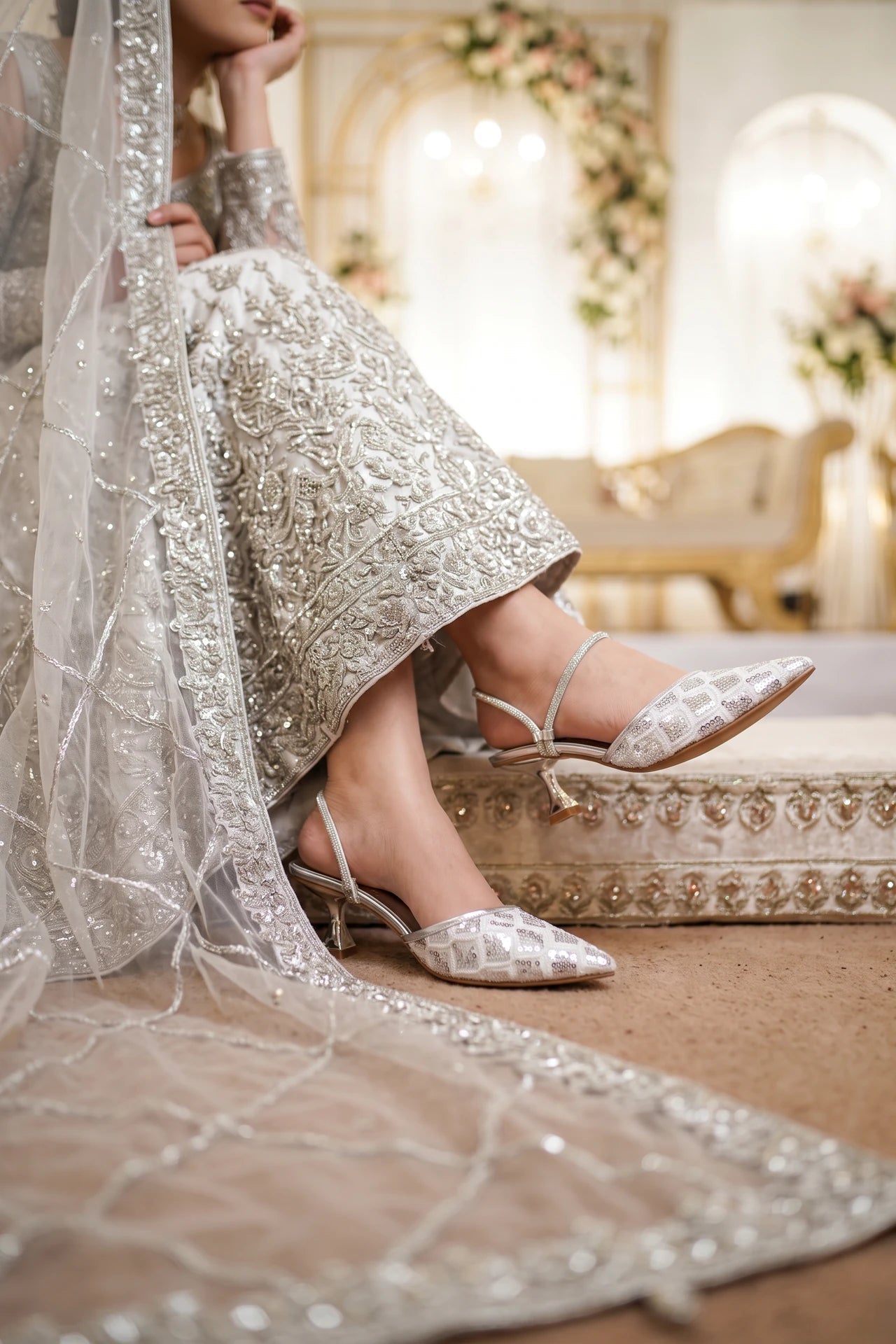 Bridal Court Shoes Silver 0450044