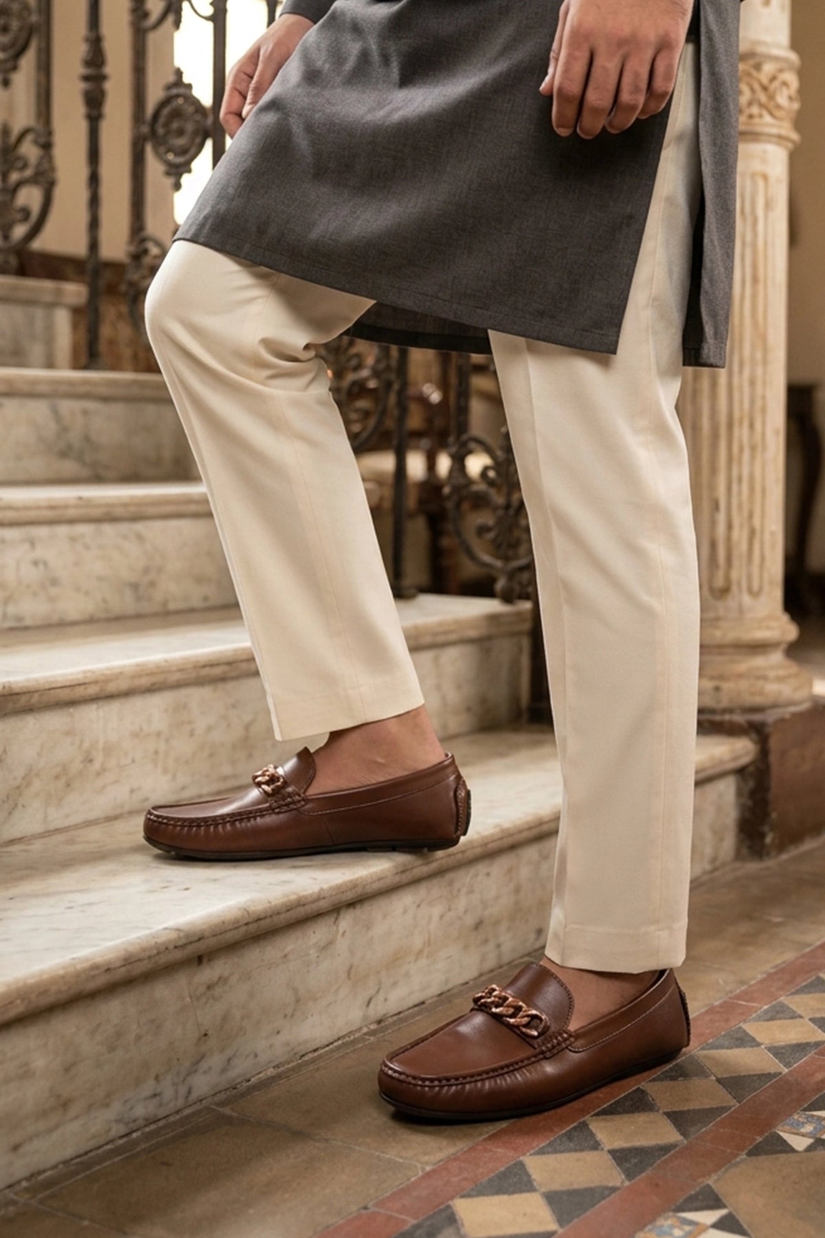Brown Chain Loafers For Men 0130950