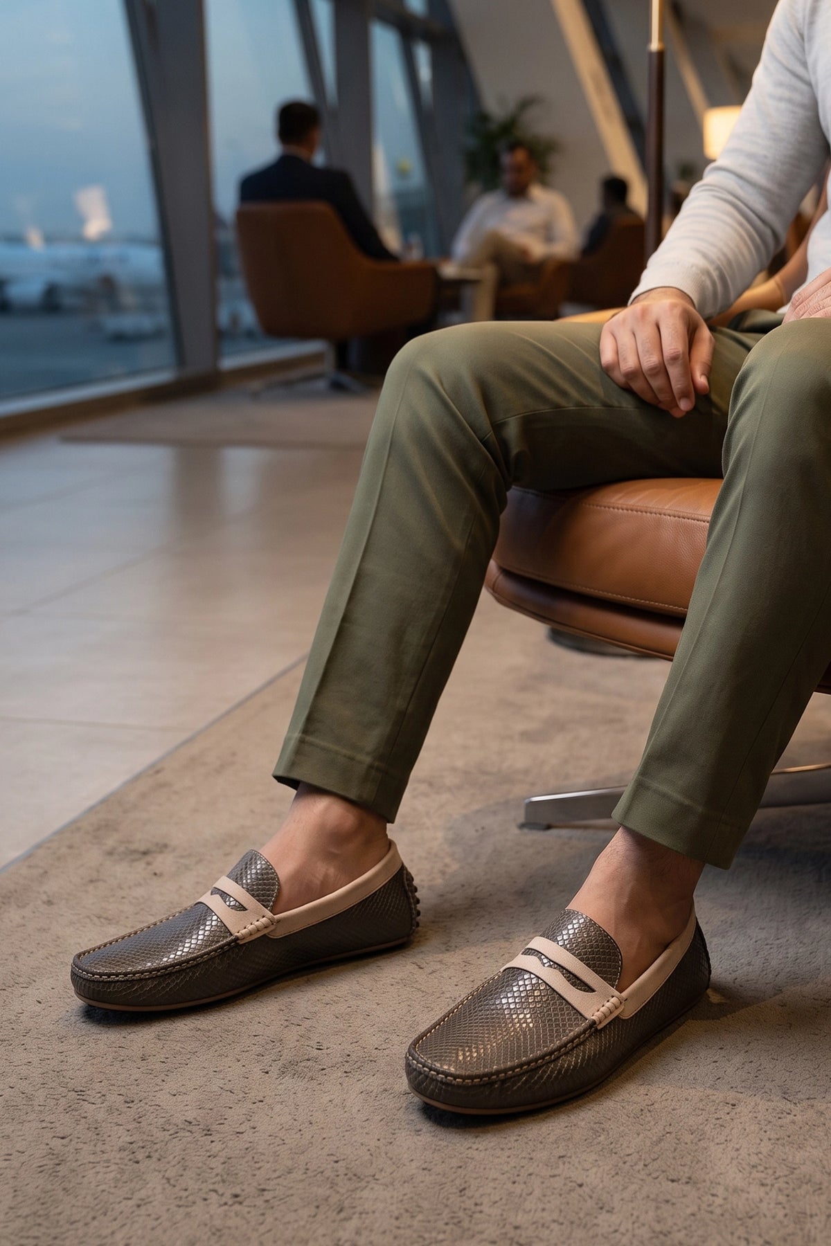 Brown Dual Ton Textured Loafers 0130938