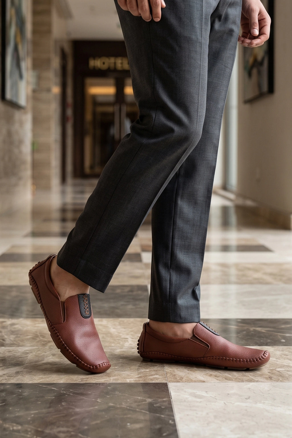 Brown Leather Loafers Men 0130956