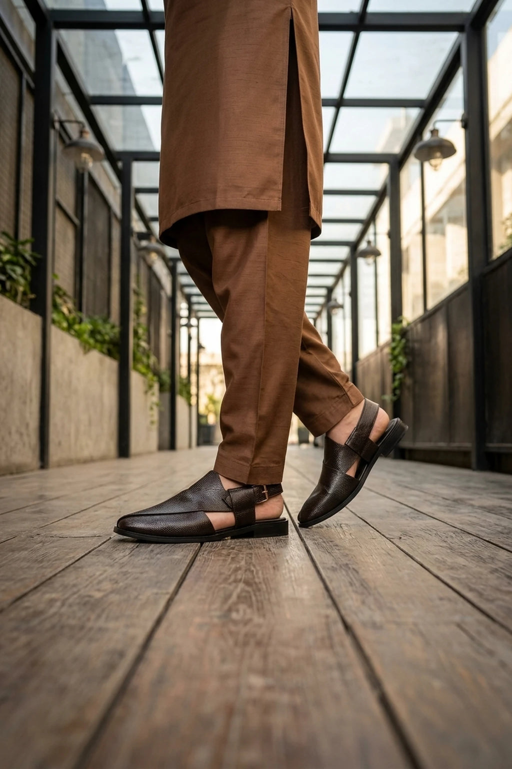 Brown Minimalist Peshawari Chappals 0141153