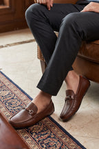 Brown Perforated Horsebit Loafers 0130952