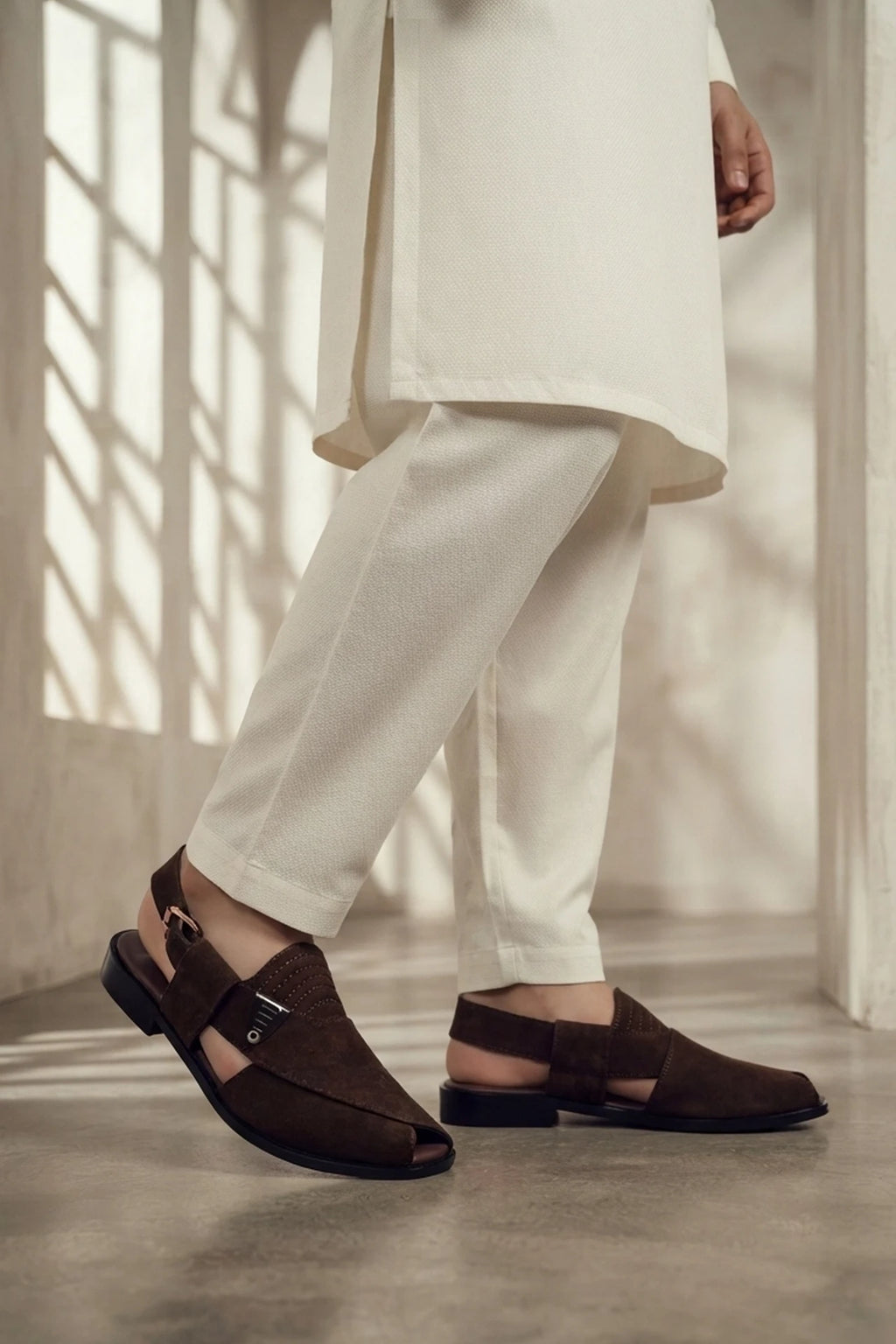 Brown Velvet Peshawari Chappals 0141154