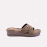 Womens Brown Comfy Casual Slippers