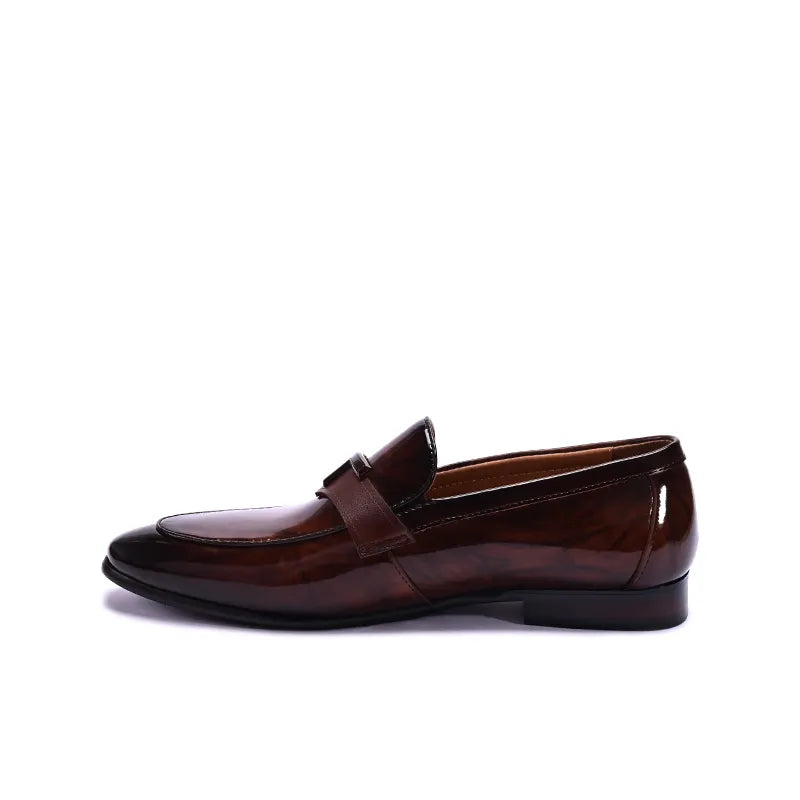 Brown Glossy Slip On Dress Shoes 0111269