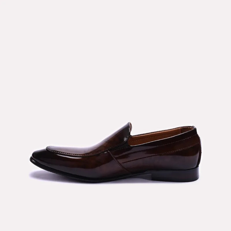 Brown Glossy Slip On Dress Shoes 0111272