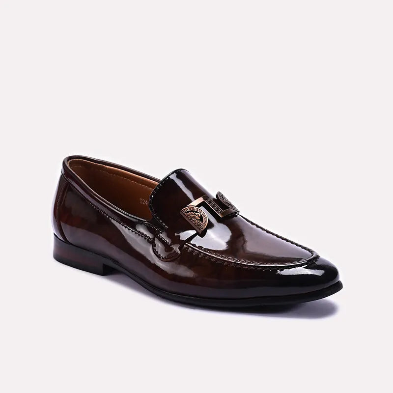 Brown Glossy Slip On Formal Shoes 0111270