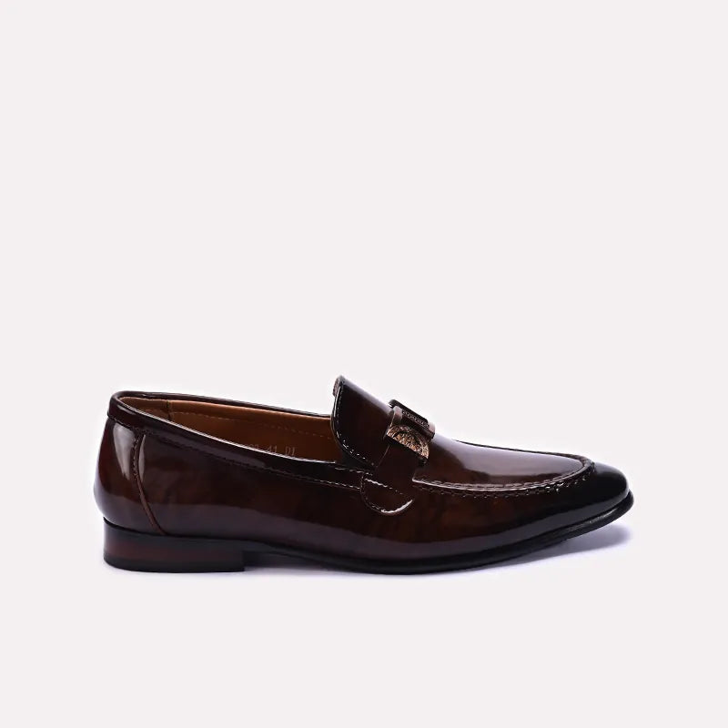 Brown Glossy Slip On Formal Shoes 0111270