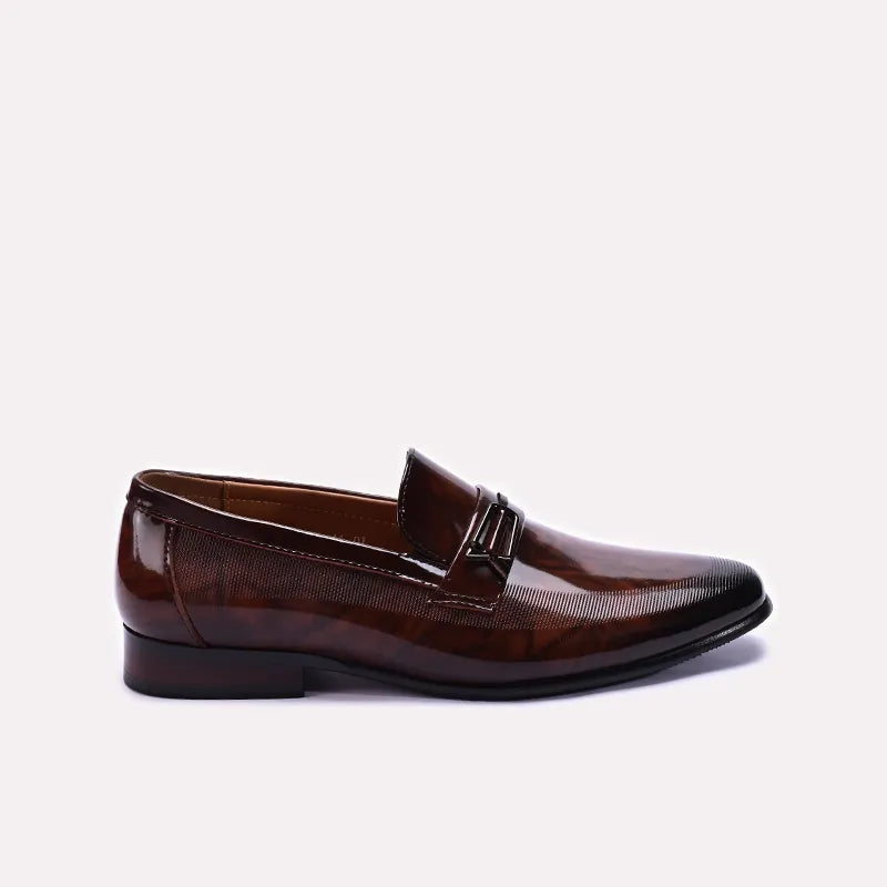 Brown Shiny Slip On Dress Shoes 0111275