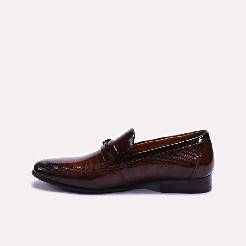 Brown Shiny Slip On Dress Shoes 0111275