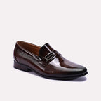 Dark Brown Shiny Slip On Dress Shoes 0111275