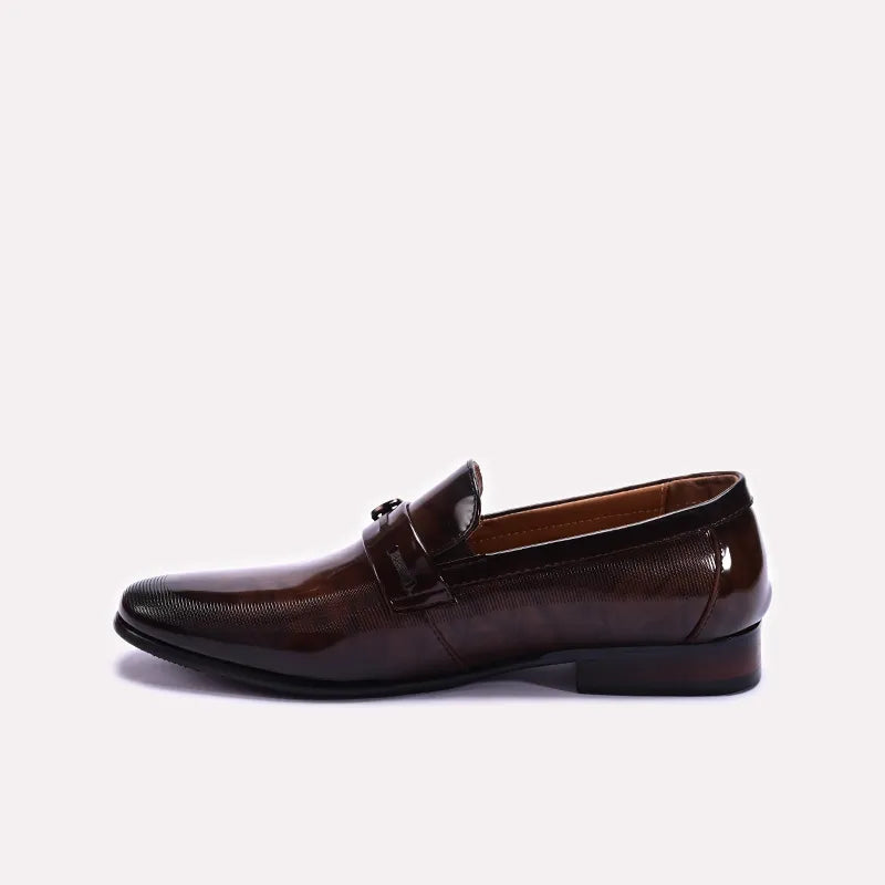 Dark Brown Shiny Slip On Dress Shoes 0111275