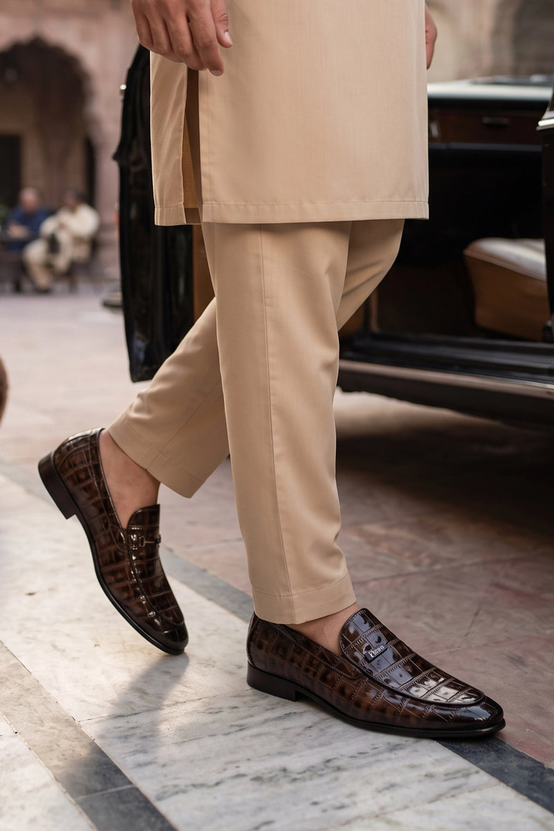 Dominic Dark Brown Crocodile Formal Loafers 0111064