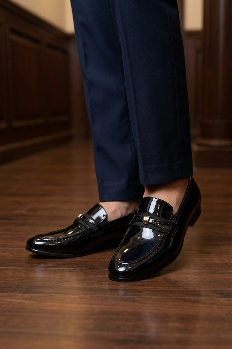 Emory Black Glossy Slip On Dress Shoes 0111070