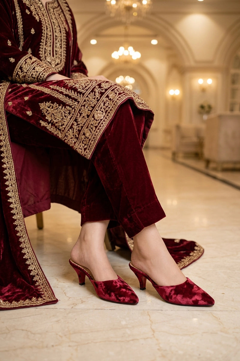 Fancy Court Shoes Maroon 0450108