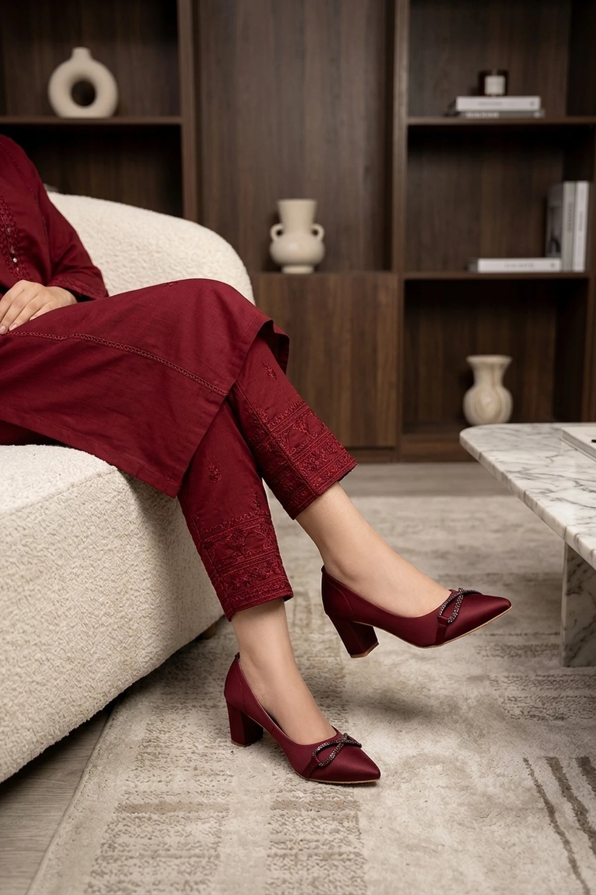 Fancy Court Shoes Maroon 0450132