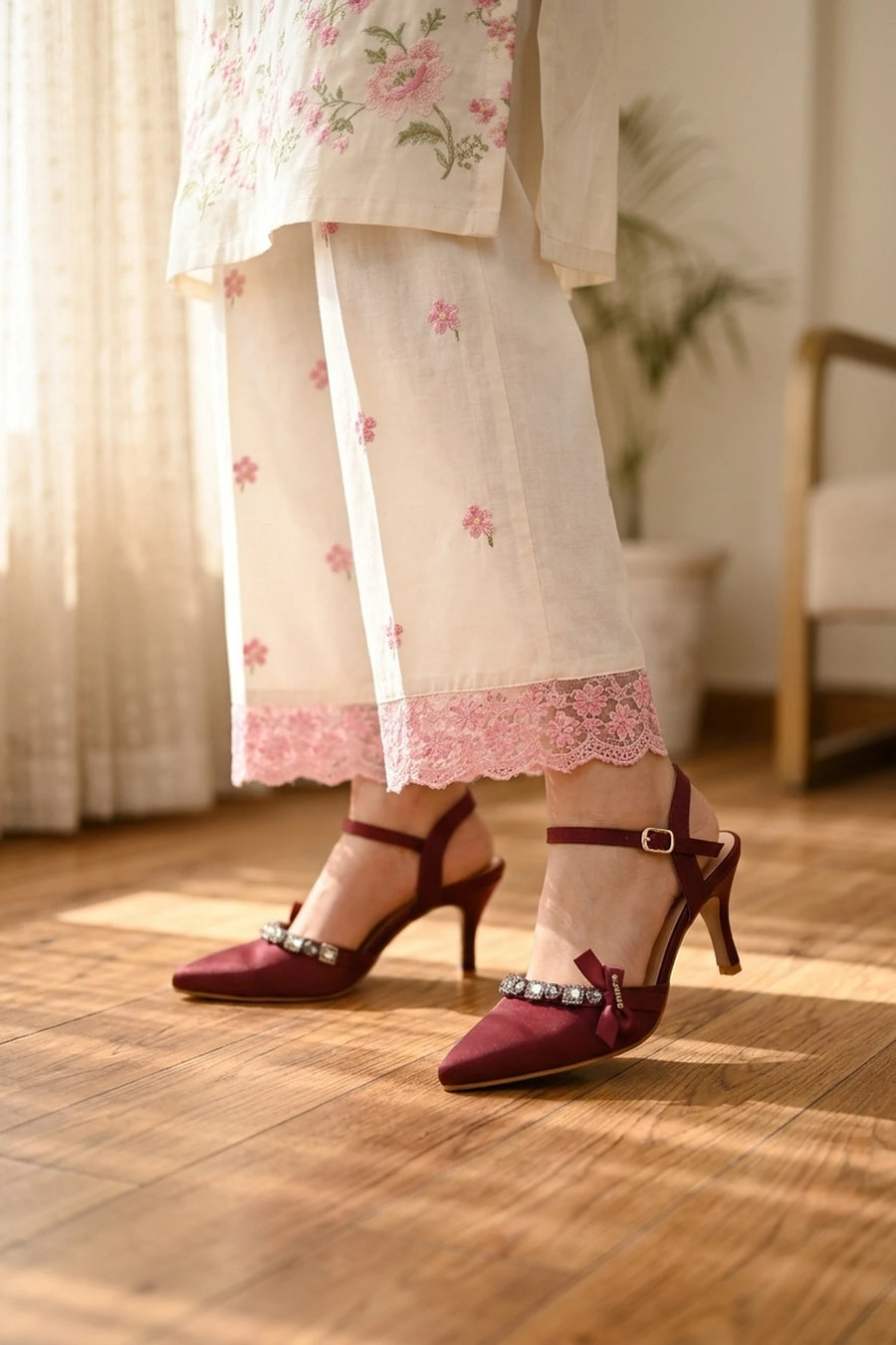 Fancy Court Shoes Maroon 0450230