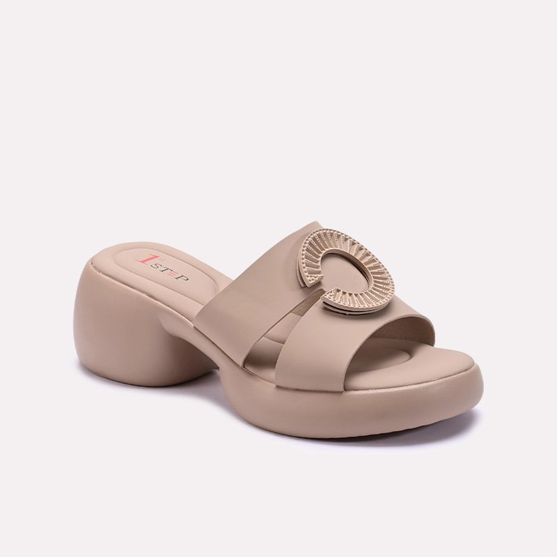 Fawn Chunky Heel Casual Slippers