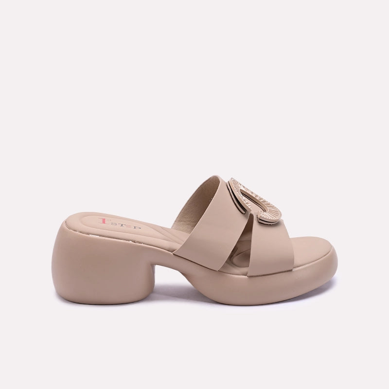 Womens Fawn Chunky Heel Casual Slippers