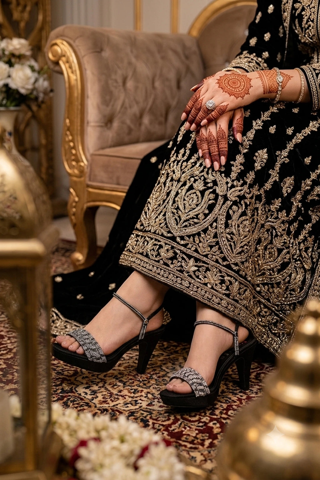 Garnet Black Bridal Sandals 0421287