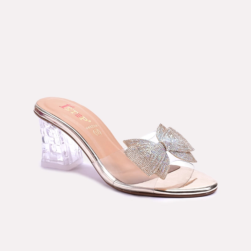 Gold Crystal Heel Fancy Slippers 0412556