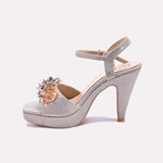 Gold Pointed Heel Bridal Sandals for Women