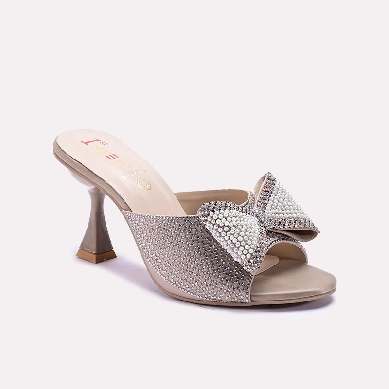 Gold Pointed Heel Bridal Slippers 0412763