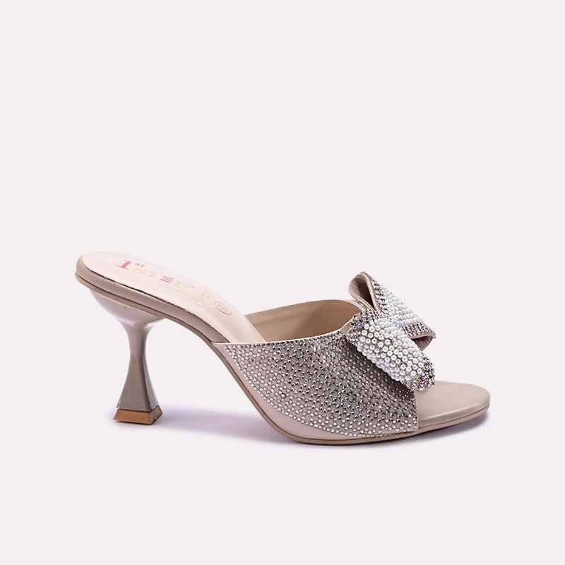 Gold Pointed Heel Bridal Slippers 0412763