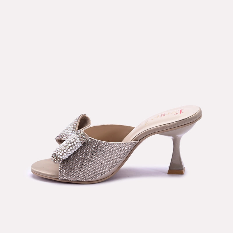 Gold Pointed Heel Bridal Slippers 0412763