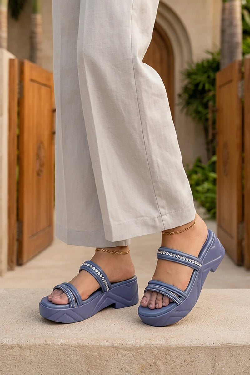 Gray Casual Platform Slippers 0413152