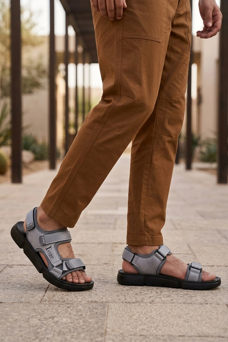 Gray Velcro Strap Sandals 0141180