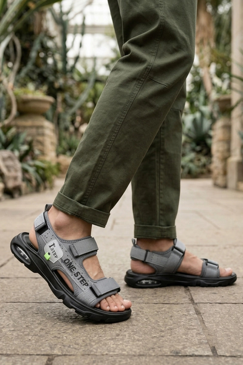 Gray Velcro Strap Sandals 0141181