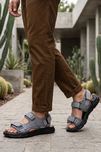 Gray Velcro Strap Sandals 0141182