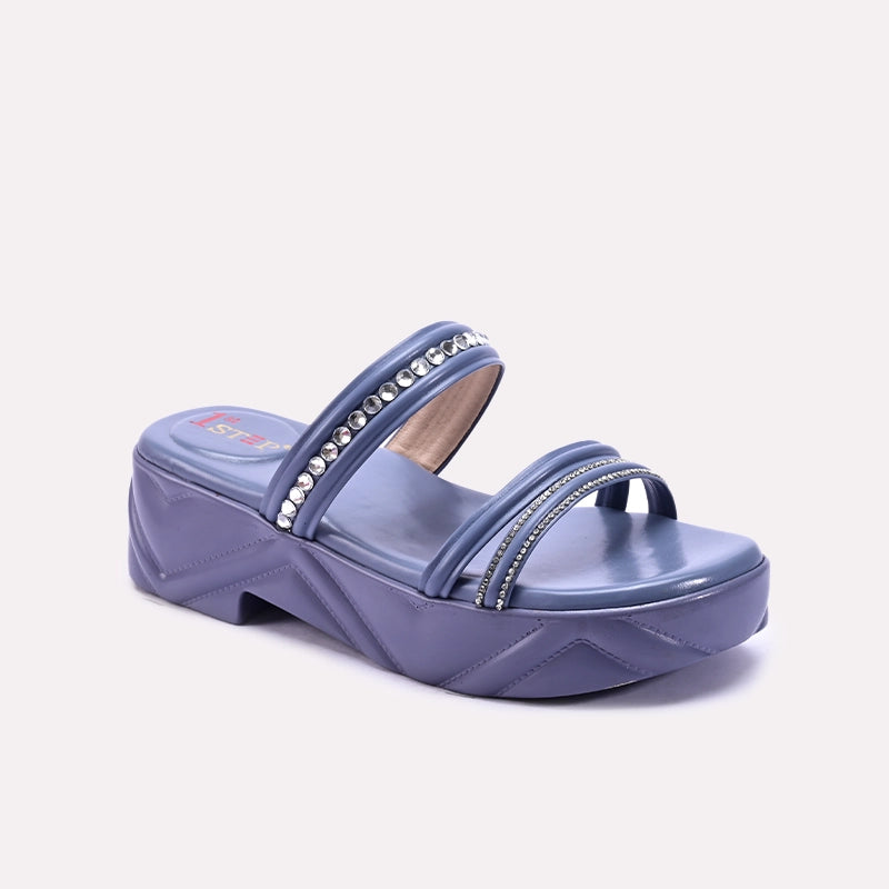 Gray Casual Platform Slippers