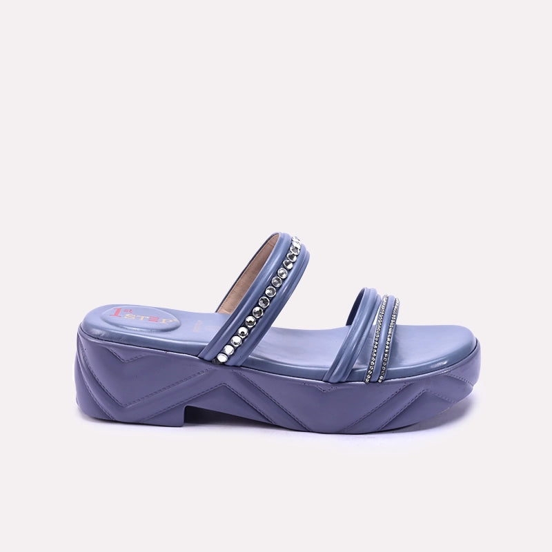 Womens Gray Casual Platform Slippers