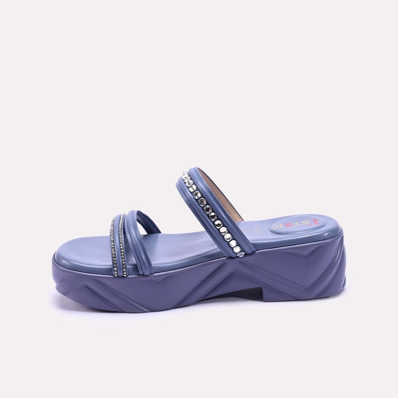 Gray Casual Platform Slippers for Women