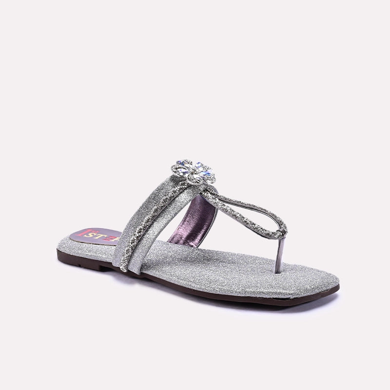 Gray Fancy Flat Slippers