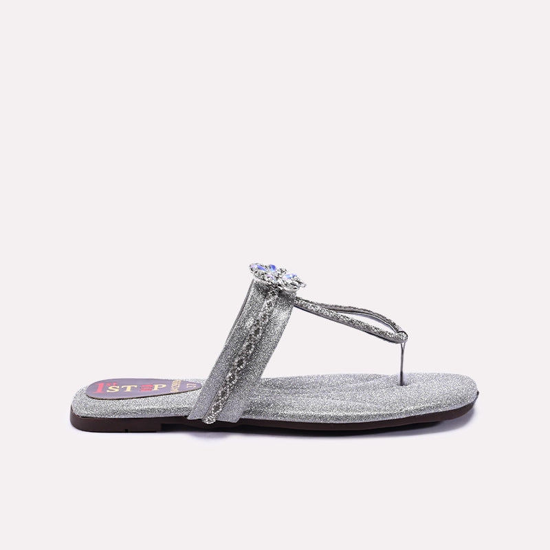 Gray Fancy Flat Slippers for Women