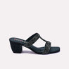 Womens Green Block Heel Fancy Slippers