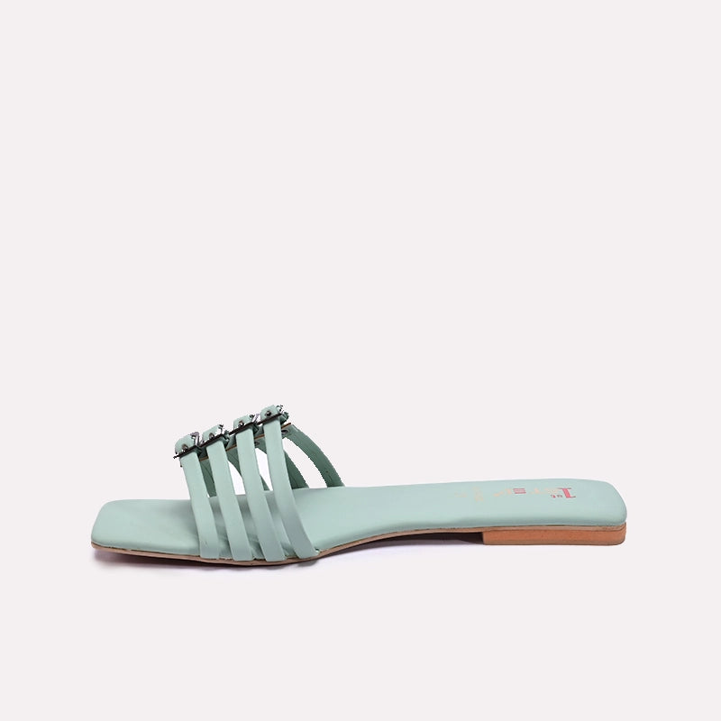 Green Casual Flat Slippers 0412822