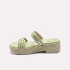 Green Casual Platform Slippers for Women