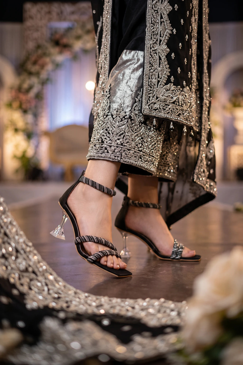 Isabella Black Fancy Heel Sandals 0421212