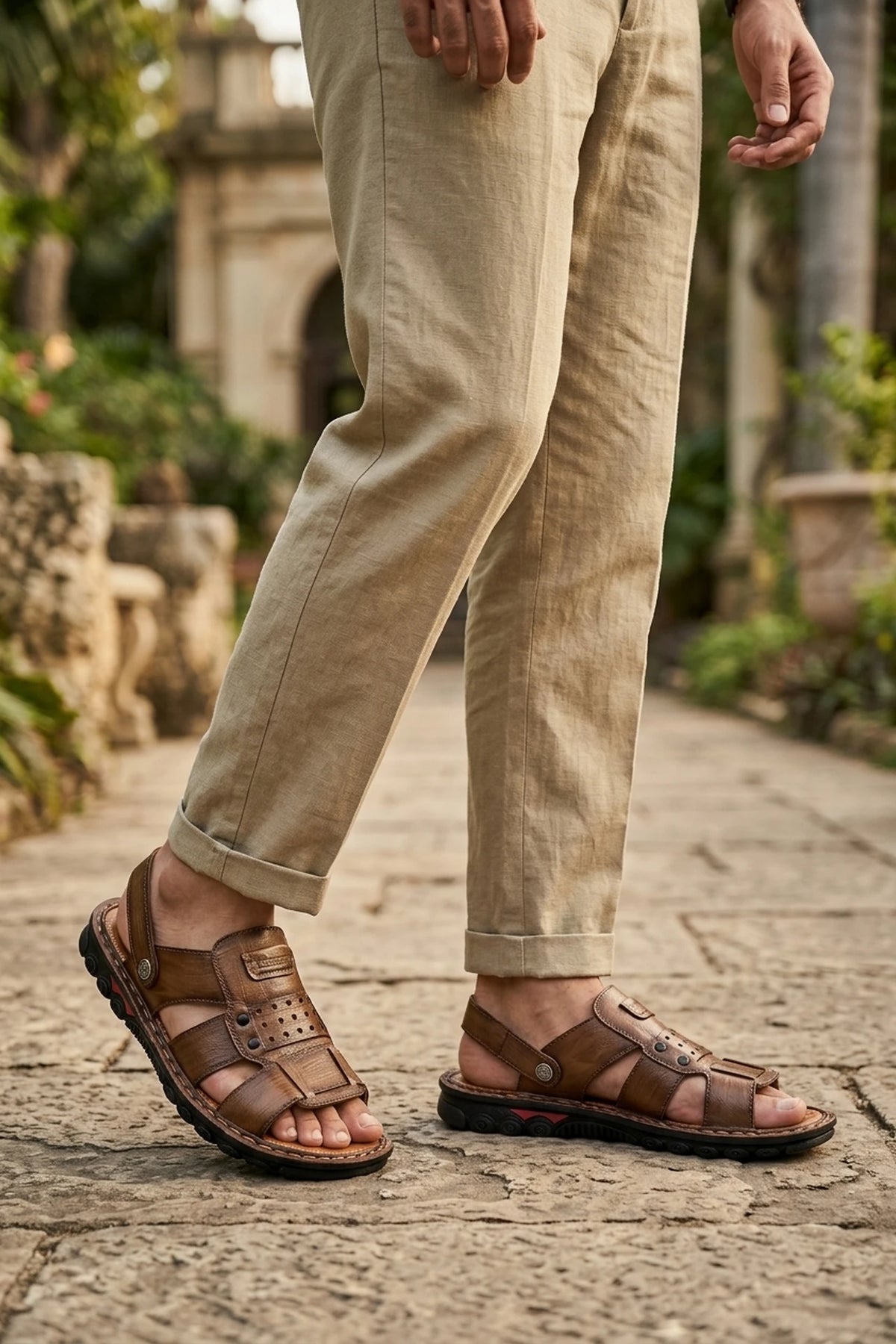 Khaki Casual Sandals For Men 0141195
