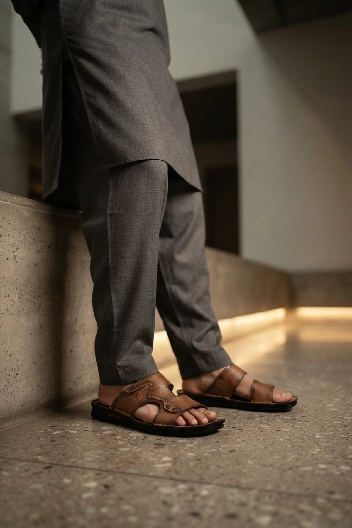 Khaki Casual Slippers For Men 0151145