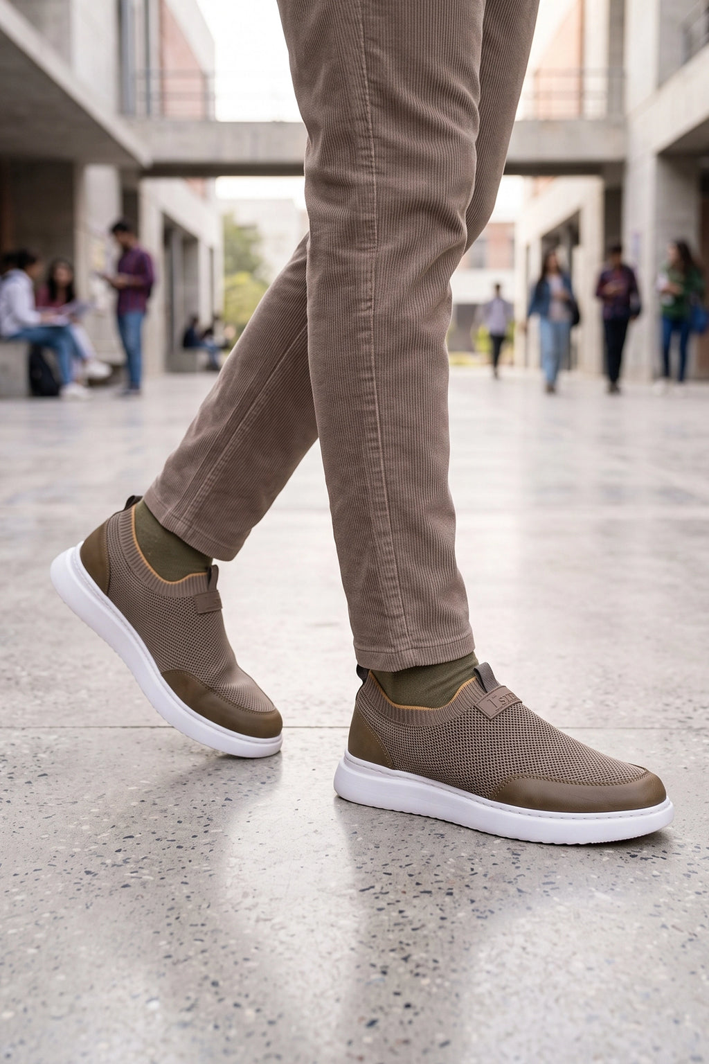 Khaki Mens Slip On Sneakers 0120608