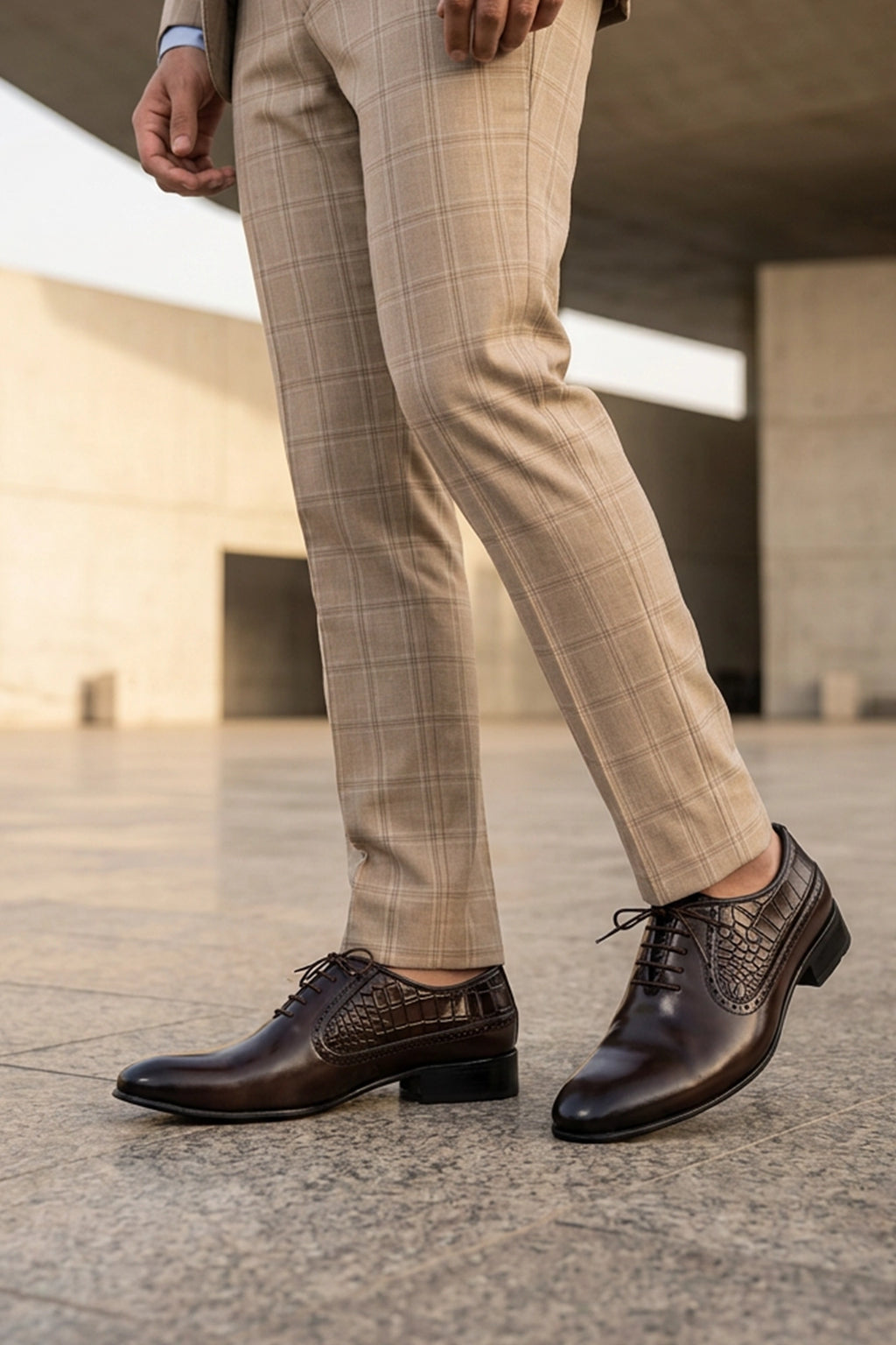 Leonardo Brown Textured Dress Shoes 0111157