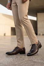 Leonardo Brown Textured Dress Shoes 0111157